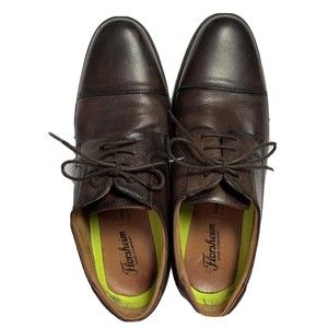 Florsheim Men's 11D Shoes Comfortech Oxford Brown Leather Cap Round Toe Lace Up